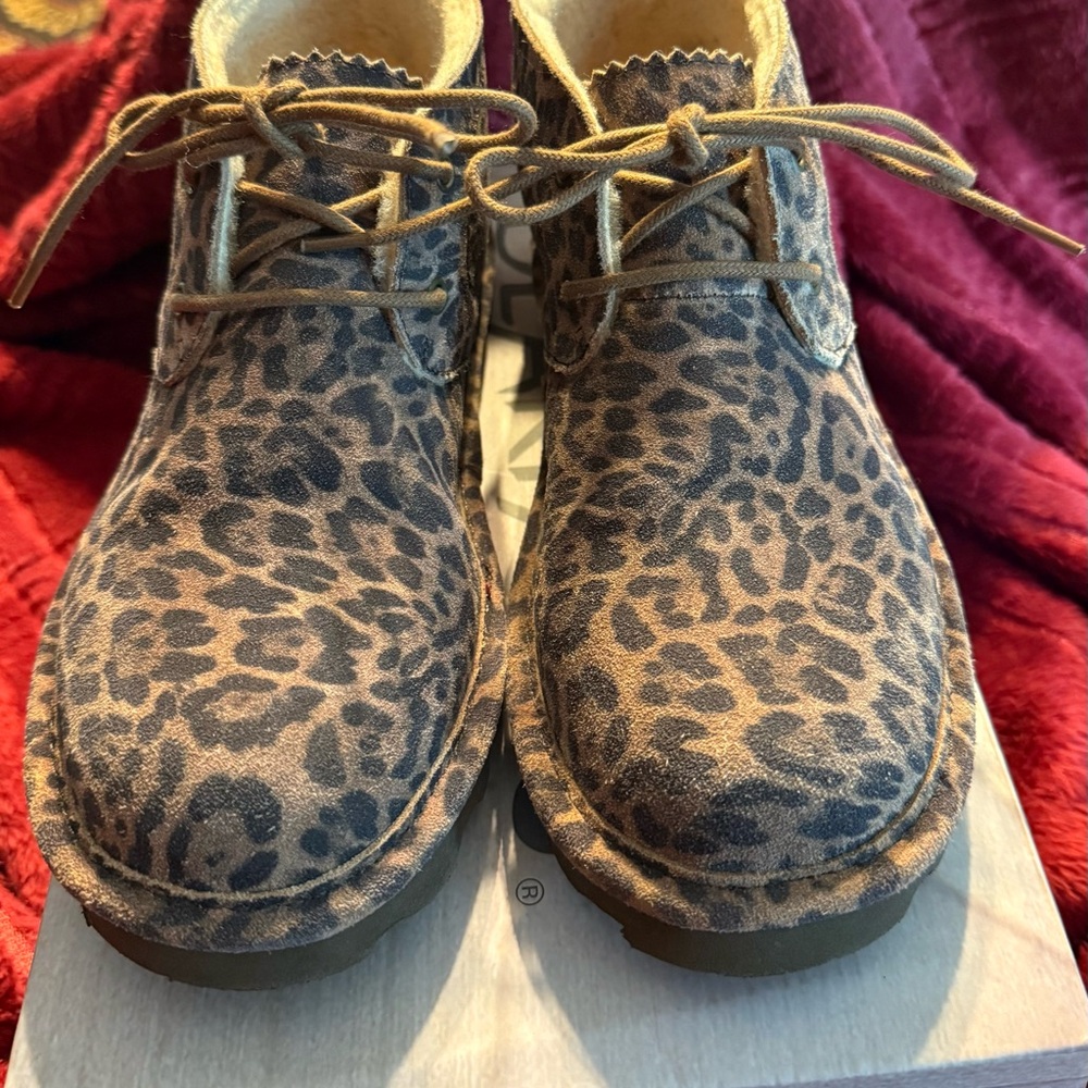 BearPaw Leopard Lace Up Boots